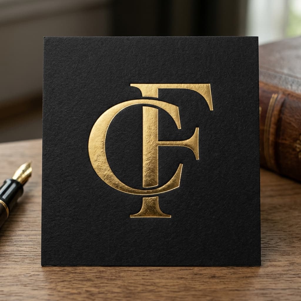 Gold foil monogram CF